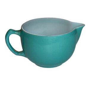Vintage Hazel Atlas Creamer Mug Milk Glass Turquoise Teal Aqua Milk Glass